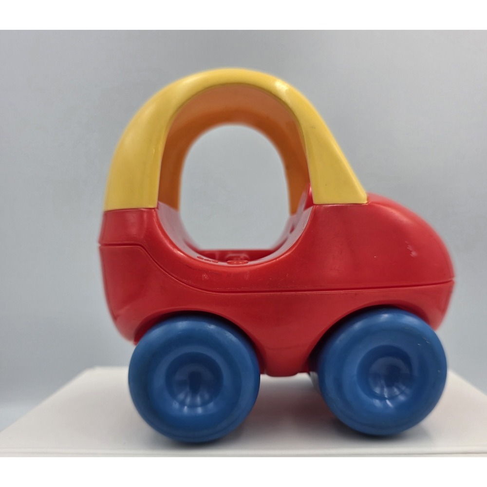 Vtg Little Tikes Little People Mini Toy Car Red Yellow Blue Plastic 4.5"x 4.5"